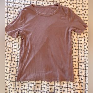 Target L Short Sleeve Slim Fit Ribbed T-Shirt A New Day Light Purple/Mauve